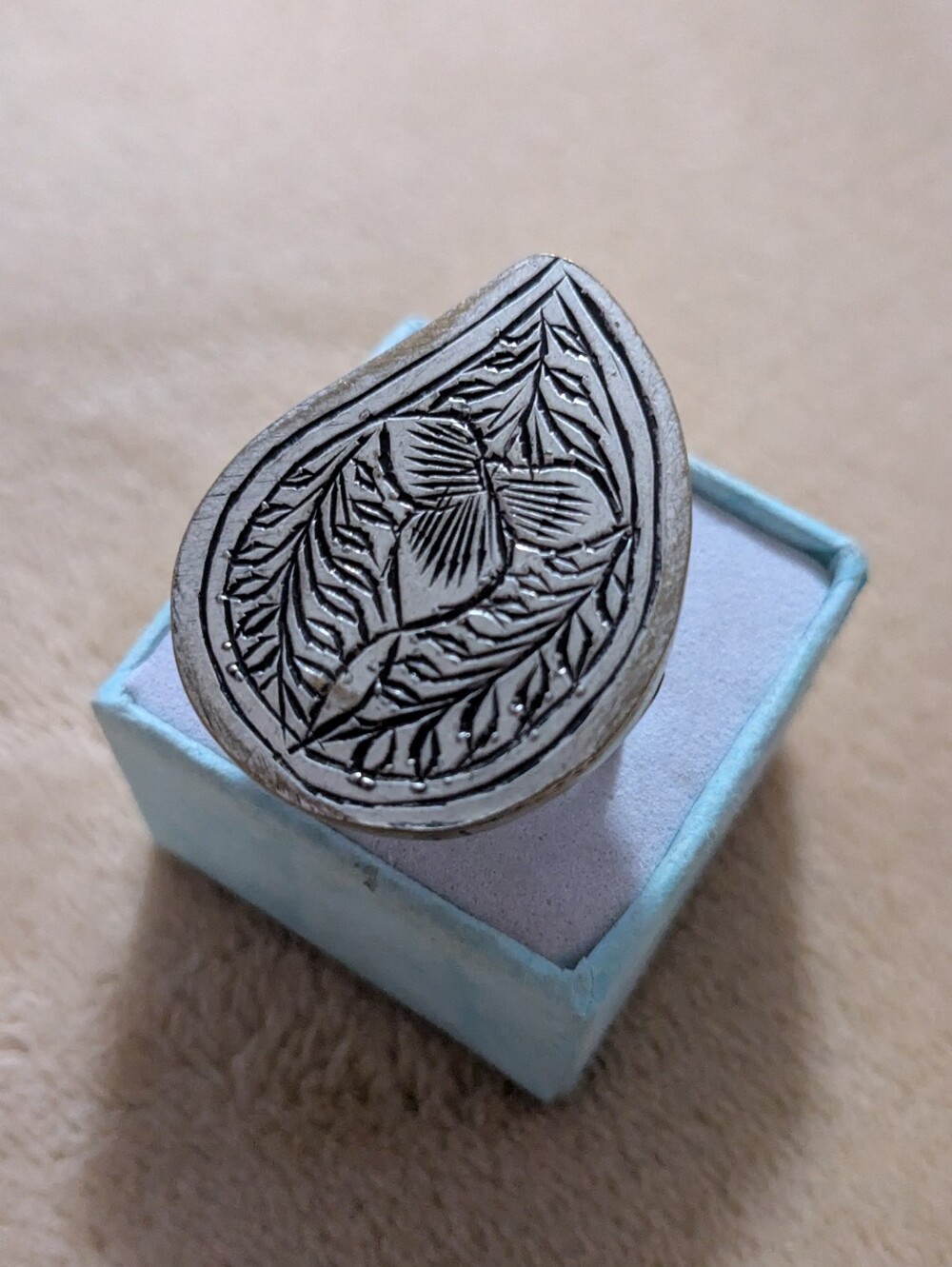 Handcrafted Engraved Silver Statement Ring